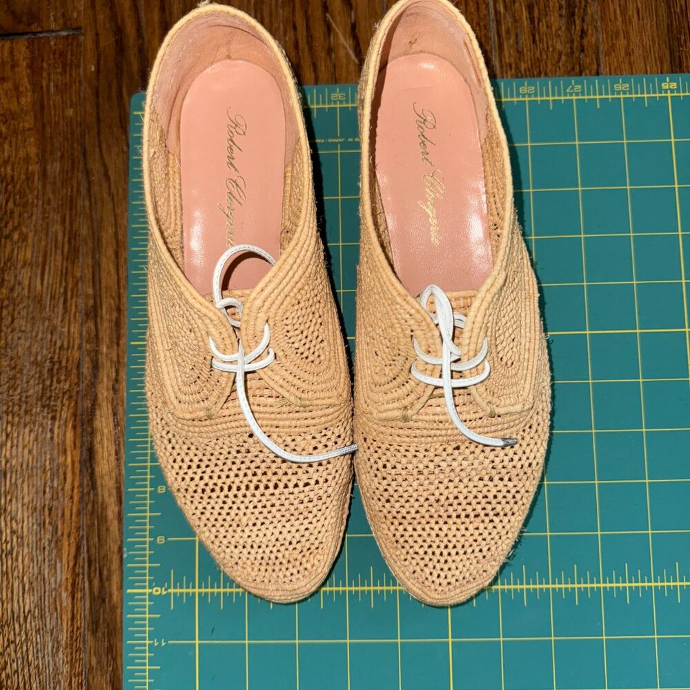 robert clergerie raffia sneaker cottage wedge 38.5 (runs big, fits 9) - Picture 3 of 4
